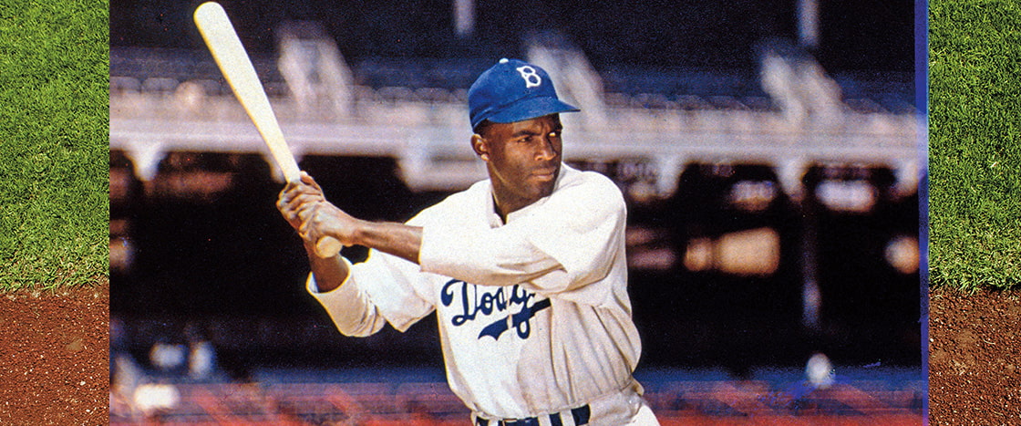 Image of Jackie Robinson up to bat