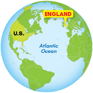 World map highlighting England