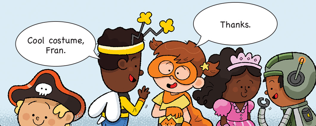 Comic of students complimenting their Halloween costumes