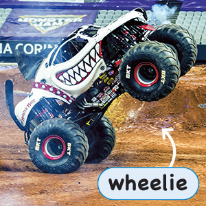 Image of a Monster Truck performing a Wheelie